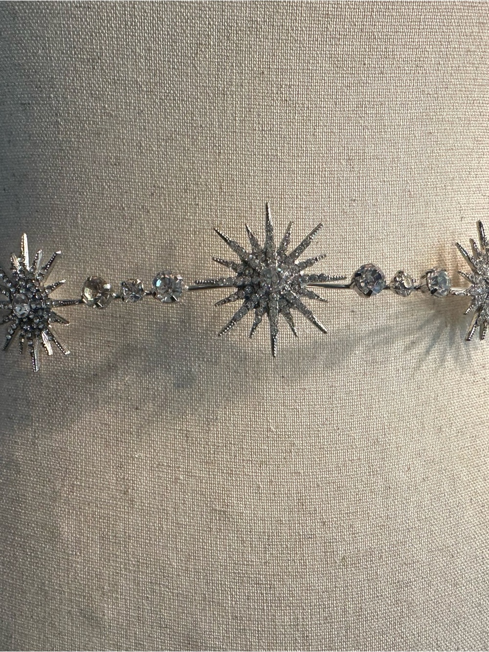 Celestial Crystal Starburst Bridal Belt Sash Wedding Belt Silver Rhinestone
